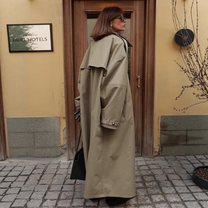 Damen Trenchcoat mit Bindegürtel und praktischen Taschen Drune