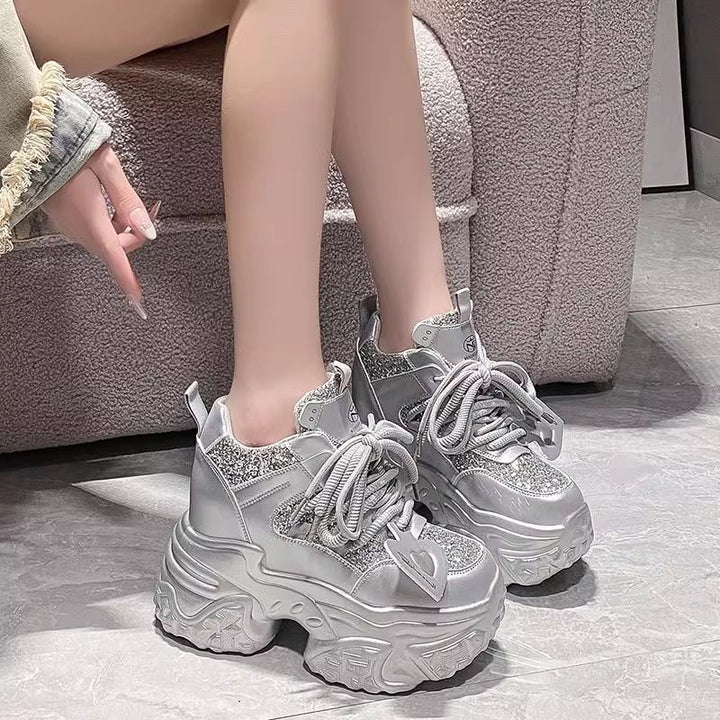Damen High-Top Sneakers mit glitzernden Akzenten und robustem Profil Drune
