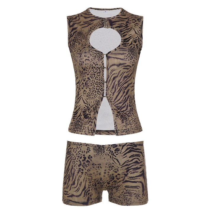 Damen Sportliches Set mit animalischem Muster Drune