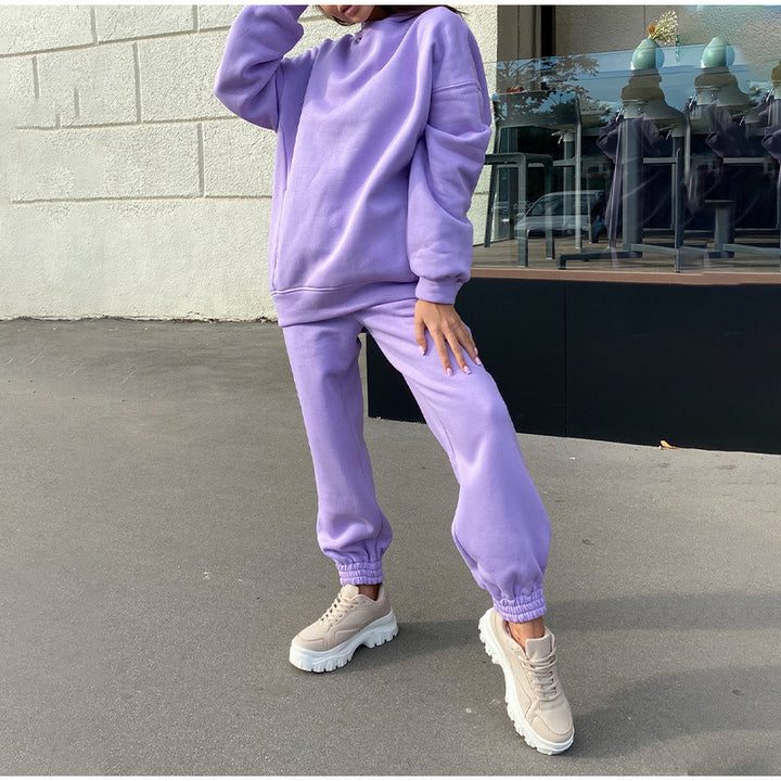 Damen lässiger Jogginganzug mit weichem Material und elastischem Bund Drune