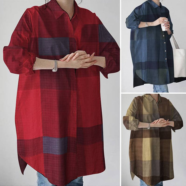 Damen Freizeit Colorblock Button-Up Shirt Drune