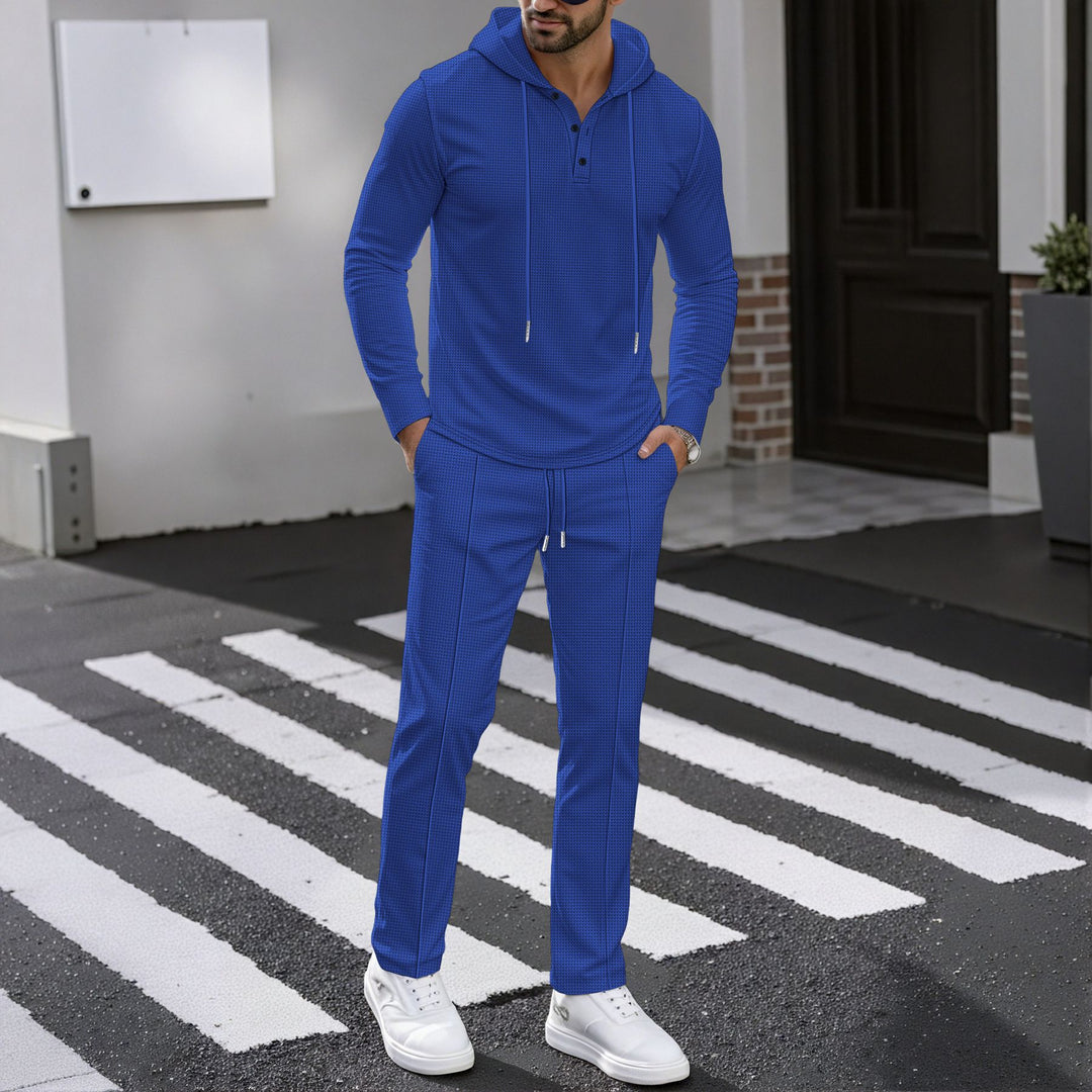 Herren Sportliches Zweiteiler Set mit atmungsaktivem Kapuzenoberteil und schlanker Jogginghose Drune