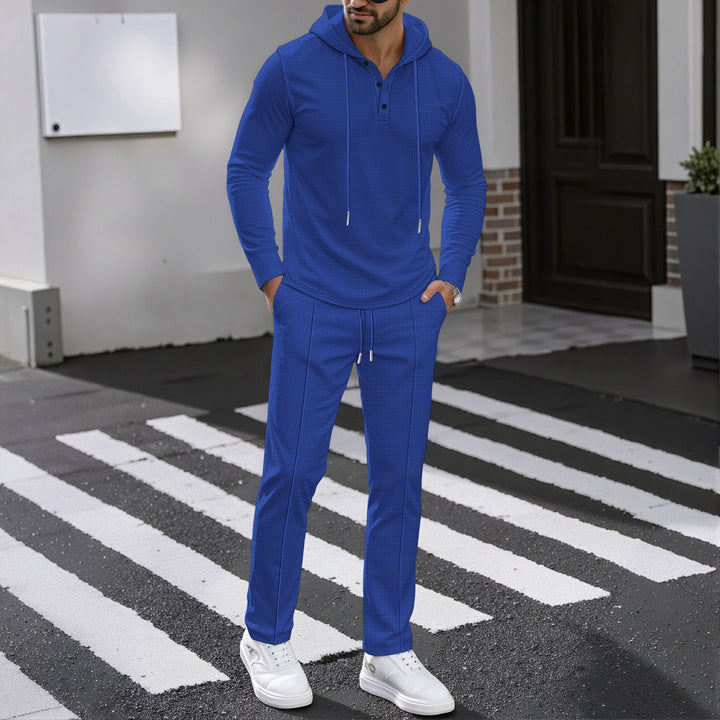 Herren Sportliches Zweiteiler Set mit atmungsaktivem Kapuzenoberteil und schlanker Jogginghose Drune