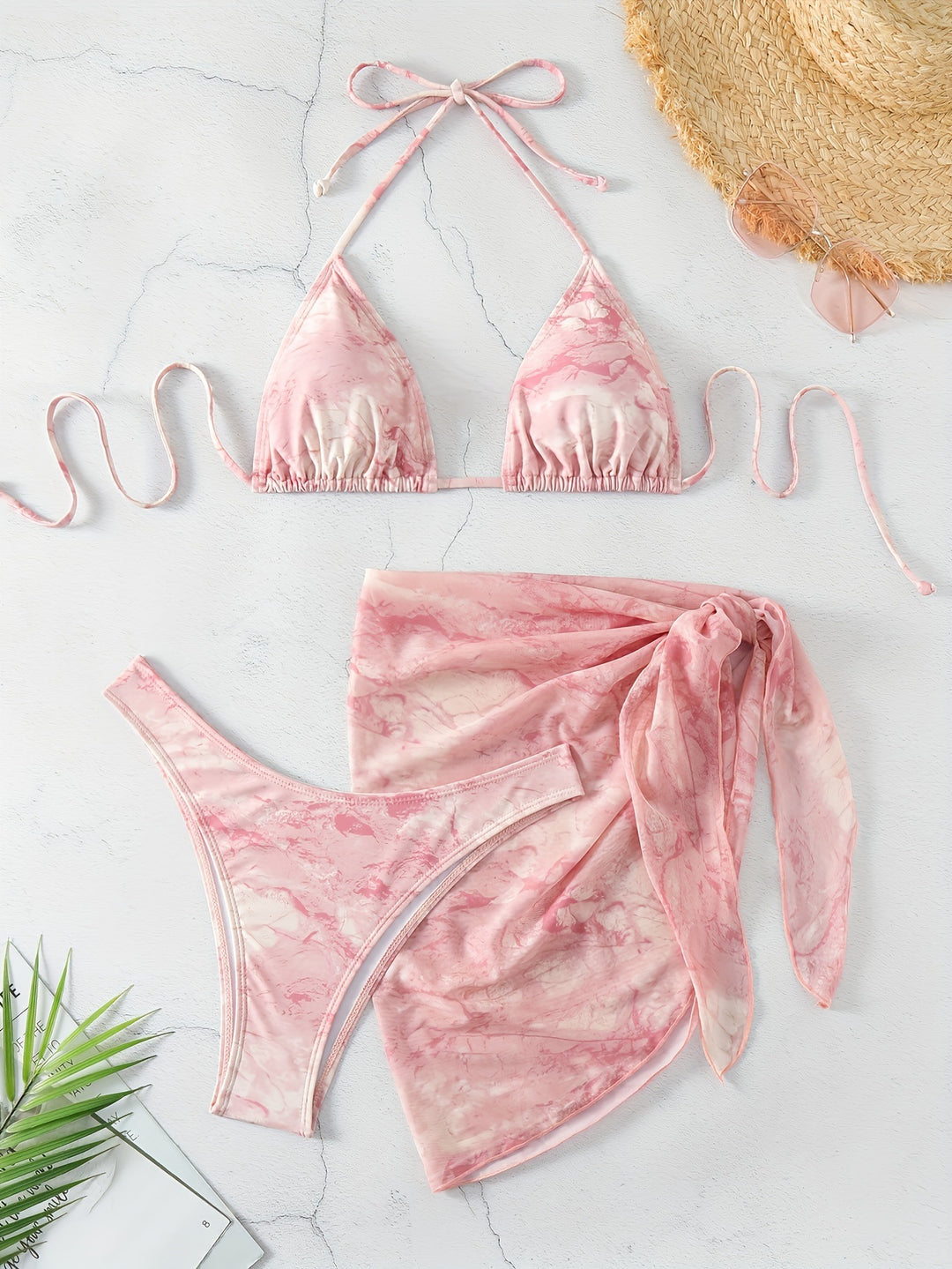 Damen Triangel-Bikini-Set mit elegantem Wickelsarong Drune