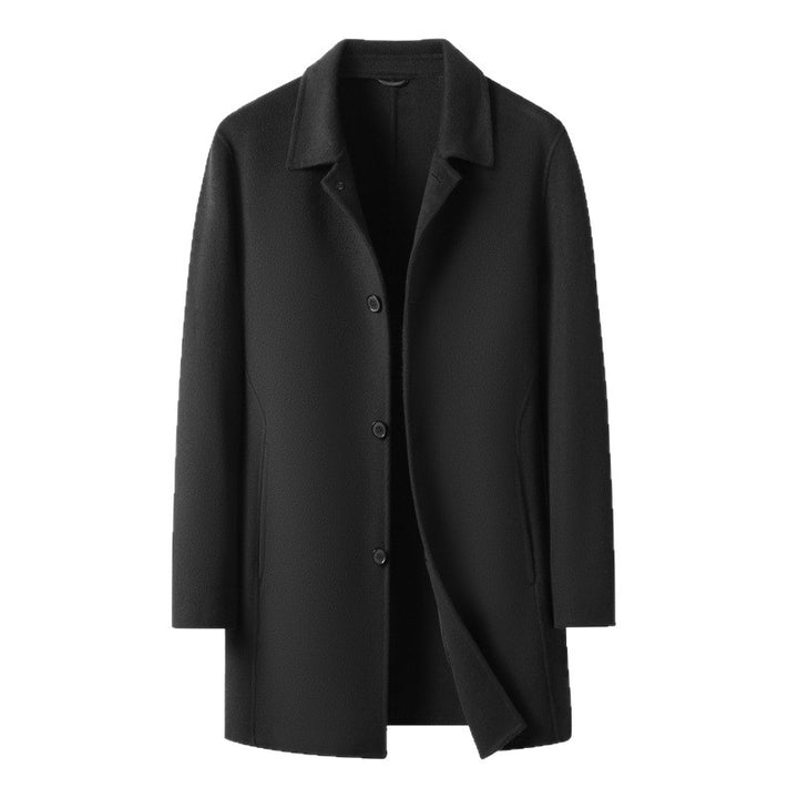 Herren Wollmantel mit elegantem Kragen und funktionalen Taschen Drune