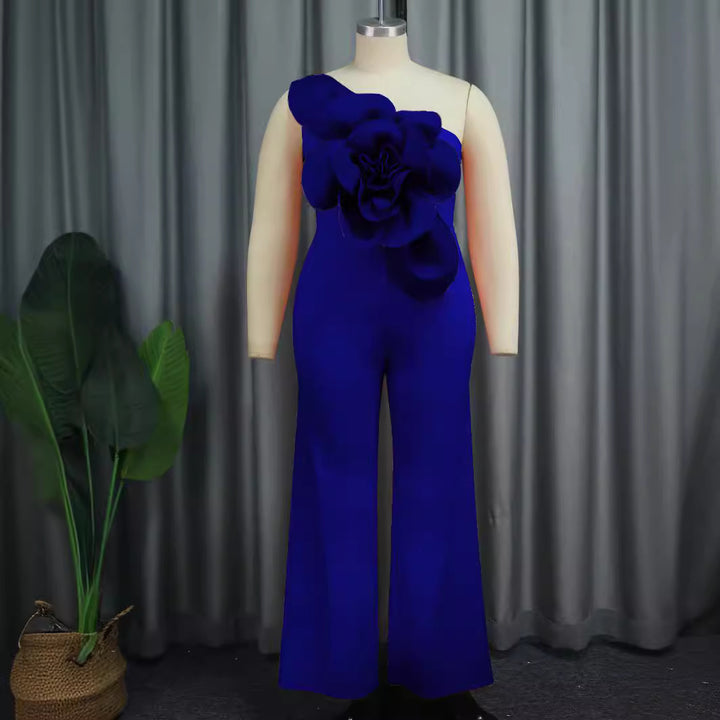 Damen Eleganter Jumpsuit mit floralen Applikationen Drune