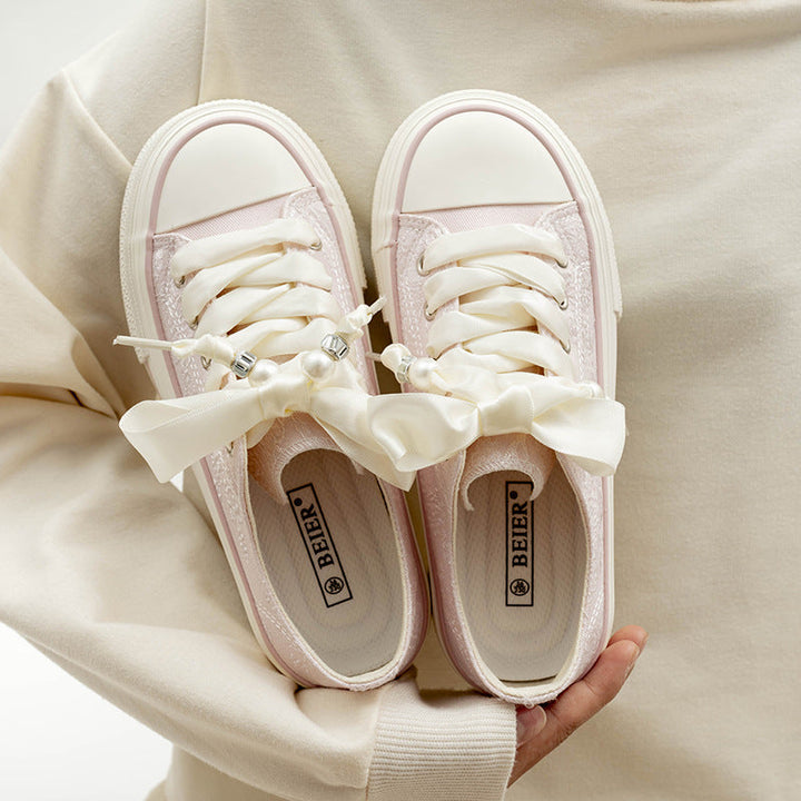 Damen Bequeme Plattform-Sneaker mit verspielten Schnürsenkeln und eleganter Oberfläche Drune