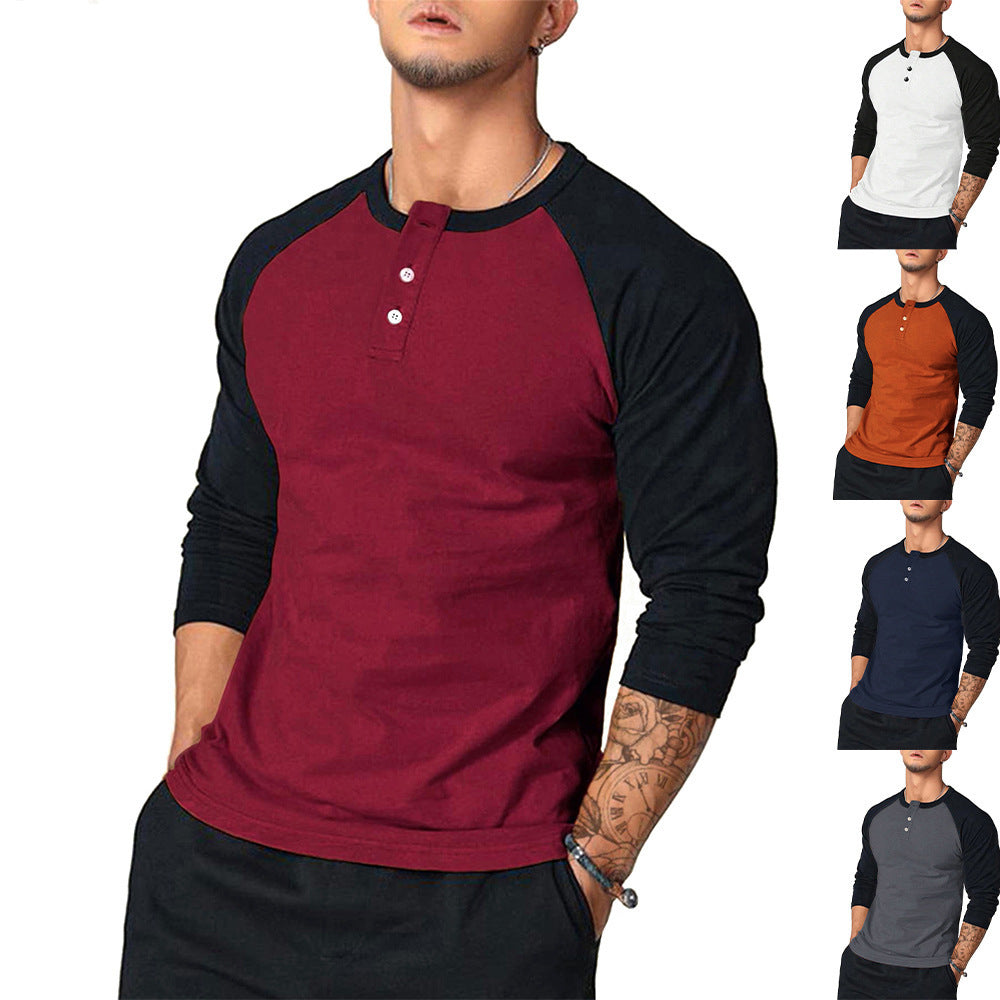 Herren klassisches Langarmshirt im Vintage-Stil mit unterstützenden Kontrastärmeln Drune