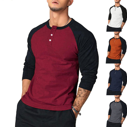 Herren klassisches Langarmshirt im Vintage-Stil mit unterstützenden Kontrastärmeln Drune