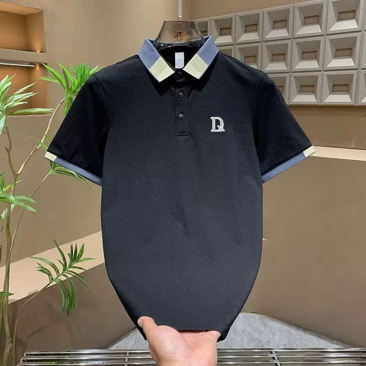Herren Poloshirt mit Kontrastkragen und feiner Struktur Drune