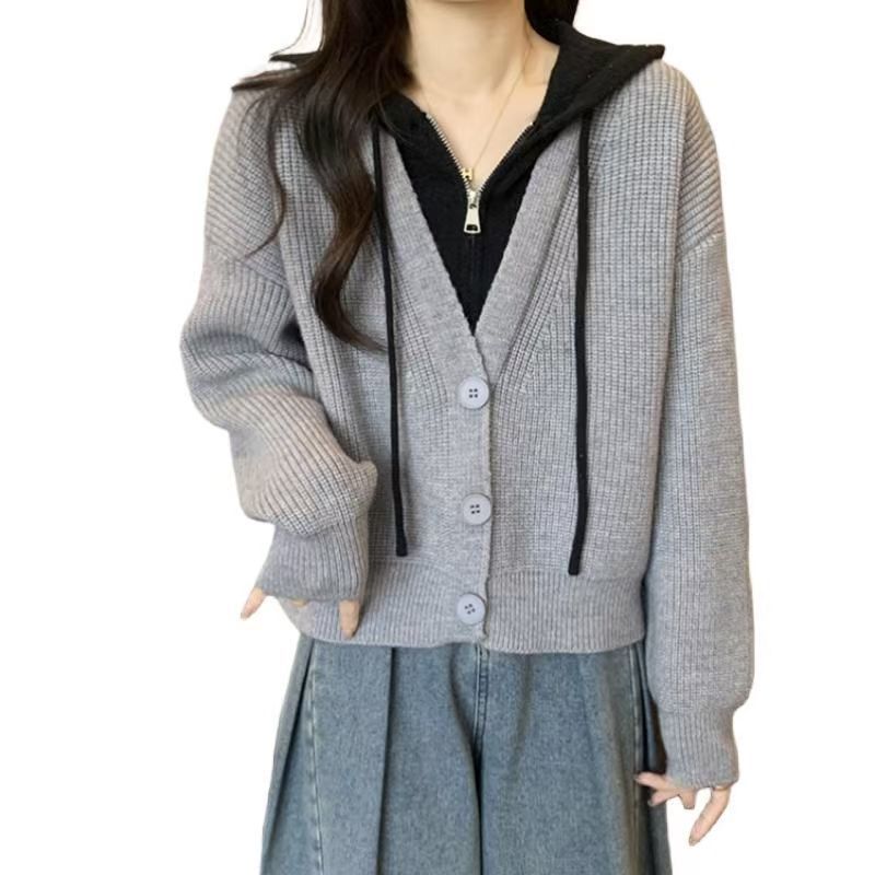 Damen modische Wickeljacke mit Kapuze Drune