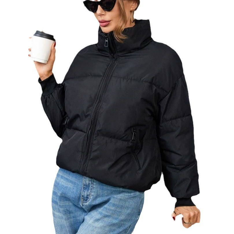 Damen gesteppte Winterjacke im sportlichen Design mit hohem Kragen Drune