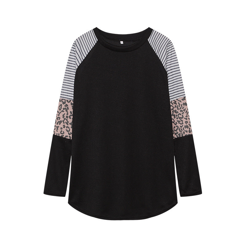 Damen Sportliches Langarmshirt mit tierischem Muster und modernem Streifendesign Drune