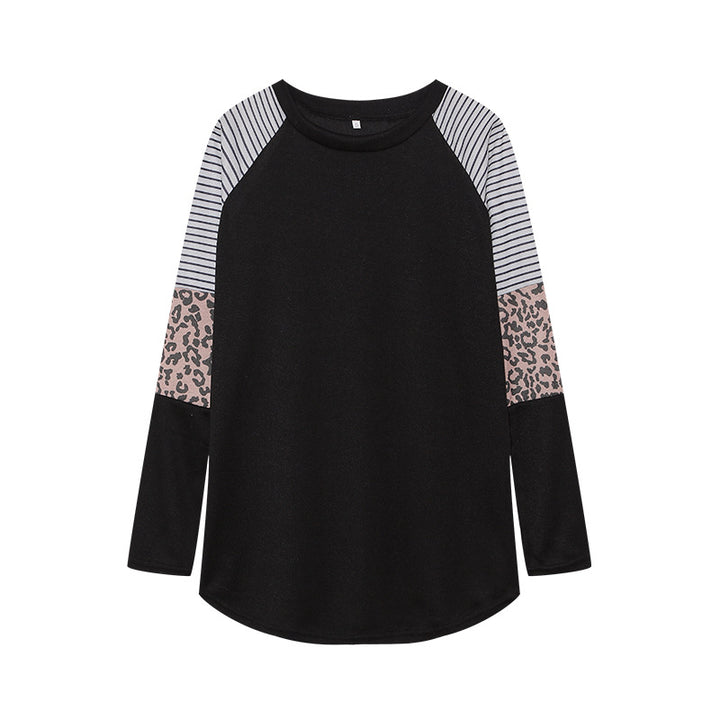 Damen Sportliches Langarmshirt mit tierischem Muster und modernem Streifendesign Drune