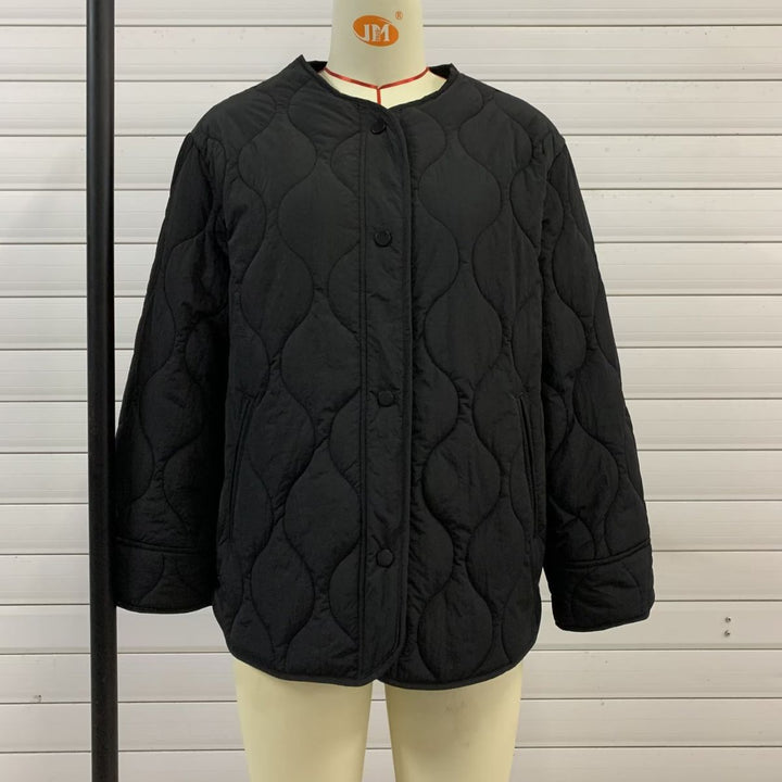Damen gesteppte Übergangsjacke mit praktischen Taschen und Rundhalsausschnitt Drune