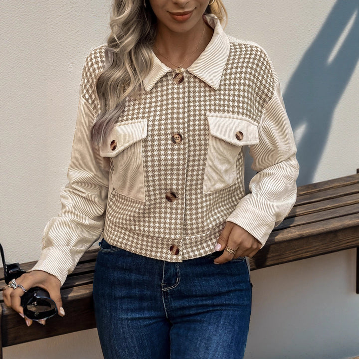 Damen modische Karojacke mit Taschen Drune