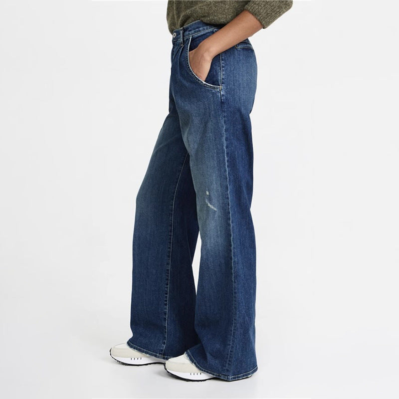 Damen Weite Jeans mit hohem Bund und lässigem Schnitt Drune