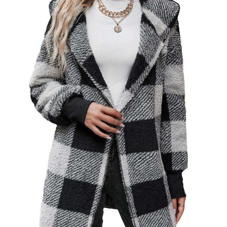 Damen Kuschelige Karojacke mit weichem Material und lässiger Passform Drune