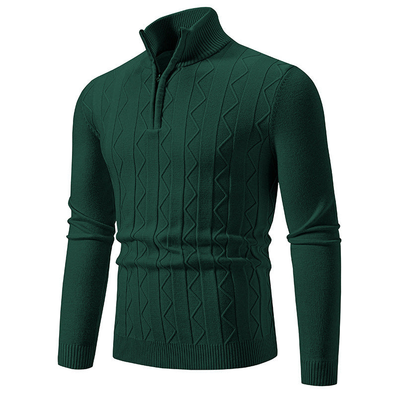 Herren eleganter Rollkragenpullover mit Zopfmuster und hohem Kragen Drune