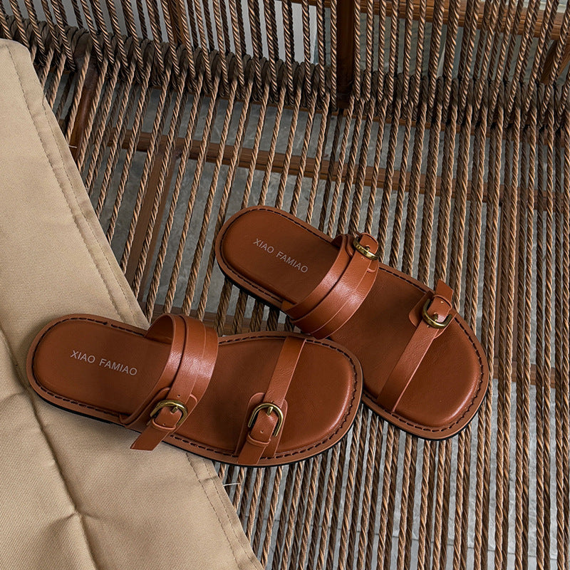 Damen elegante Komfort-Pantoletten mit verstellbarem Riemen und ergonomischer Sohle Drune