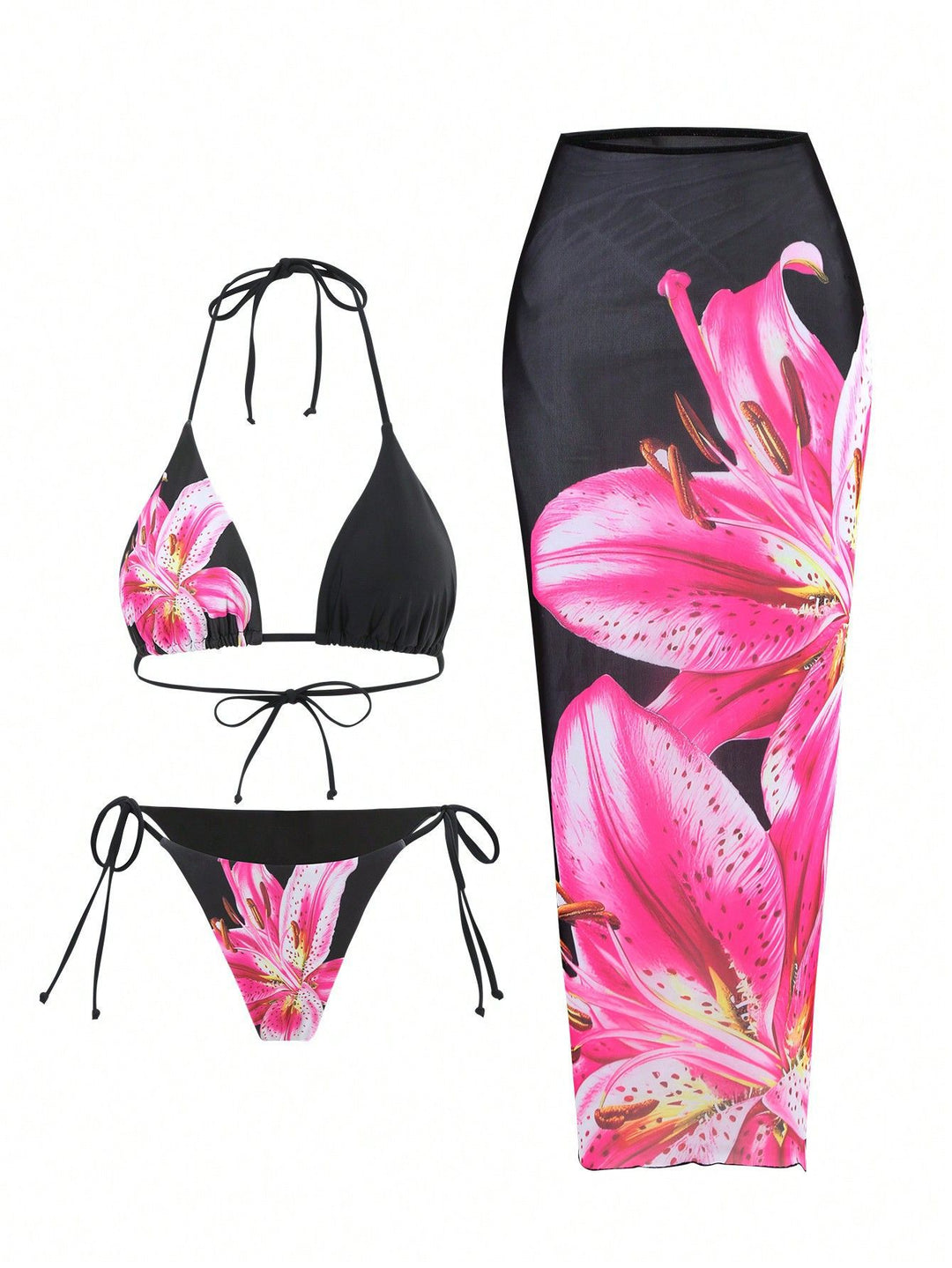 Damen Strand-Bikini-Set mit lässigem Maxi-Rock Drune