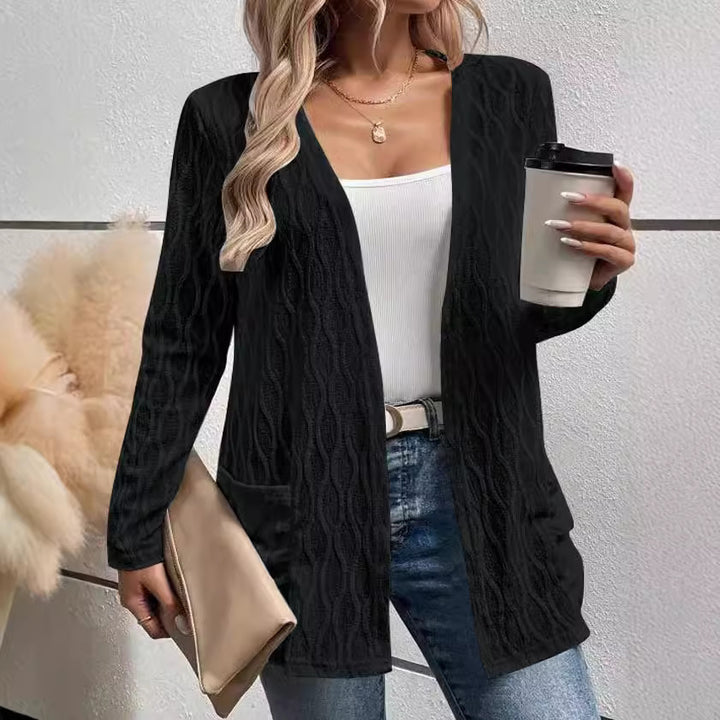 Damen Strickjacke mit strukturiertem Muster und lässigem Schnitt Drune