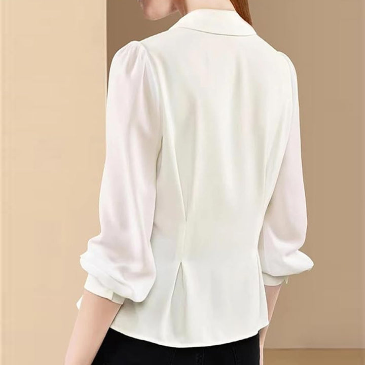 Damen elegante Bluse mit strukturiertem Schnitt und modischen Puffärmeln Drune
