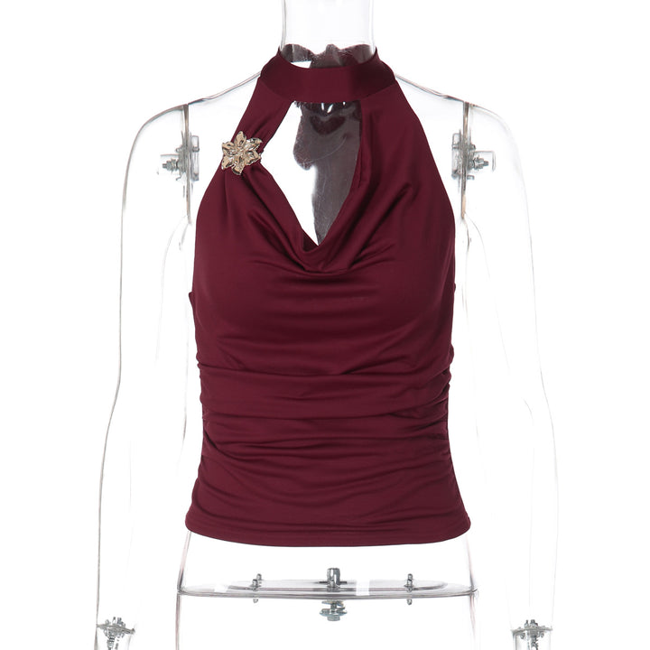 Damen Elegantes Haltertop mit geschmeidigem Sitz und funkelndem Schmuckdetail Drune
