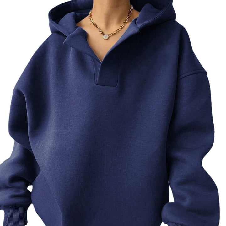 Damen Oversized Hoodie mit kurzem Kragen und praktischen Seitentaschen Drune