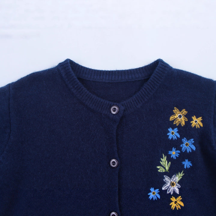 Damen Strickjacke mit floralen Stickereien Drune