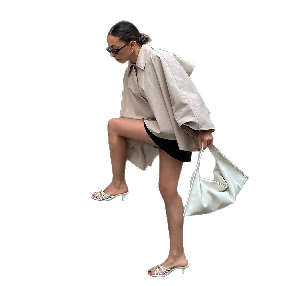 Damen lässige Übergangsjacke mit modischen Cape-Ärmeln Drune