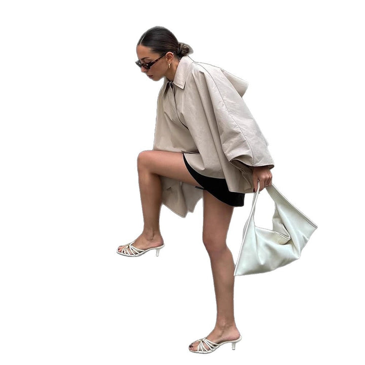 Damen lässige Übergangsjacke mit modischen Cape-Ärmeln Drune