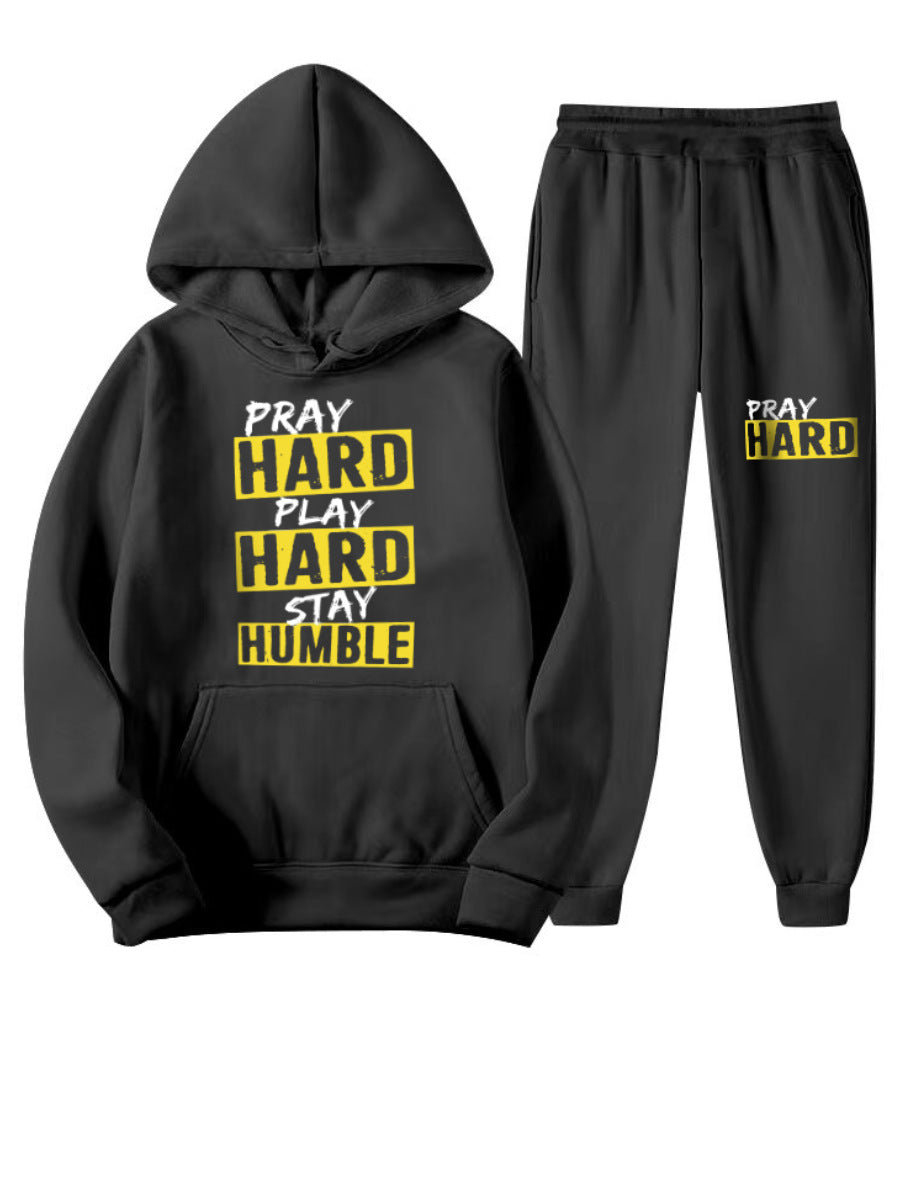 Damen lässiges Hoodie und Jogginghose Set mit kreativem Grafikdesign Drune
