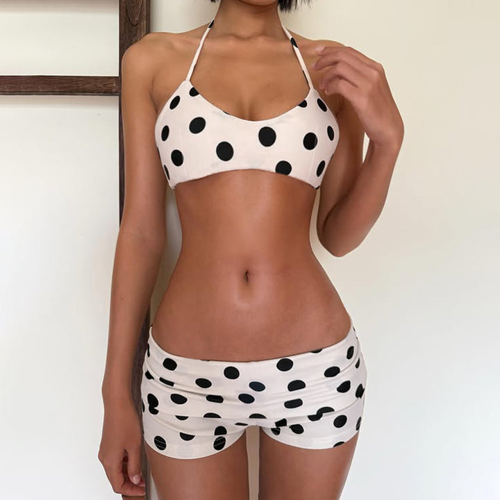 Damen Bikini-Set mit vielseitigen Bindeträgern und modischem Punkte-Muster Drune