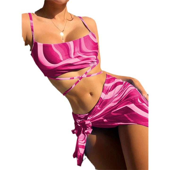 Damen Bikini-Set mit raffinierten Wickeldetails und modischem Streifenmuster Drune