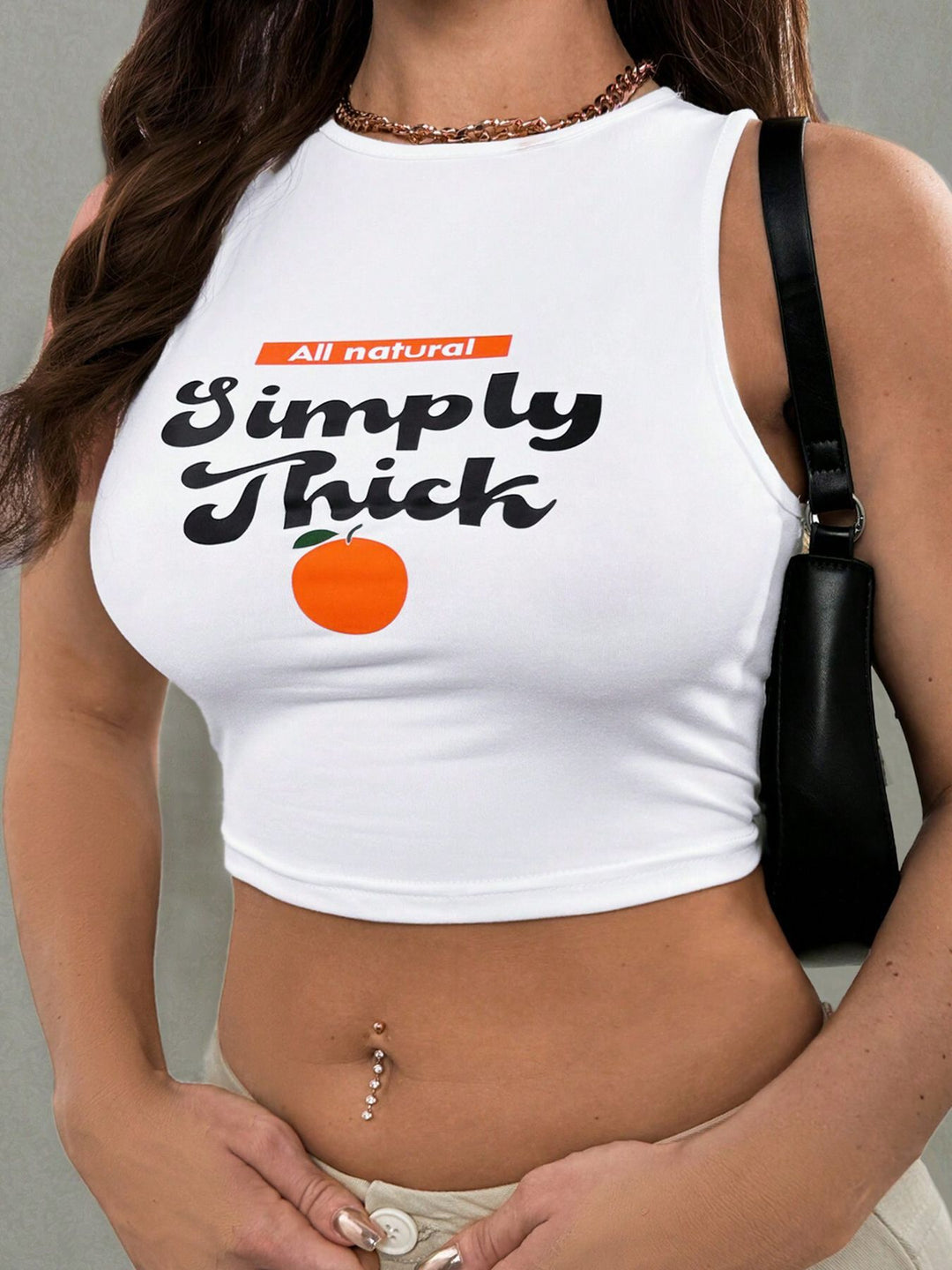 Damen Crop-Top mit mutigem Statement-Druck Drune