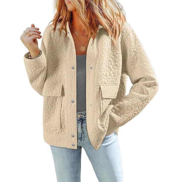 Damen Steppjacke mit praktischen aufgesetzten Taschen und floralem Muster Drune
