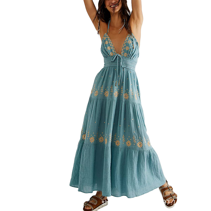 Damen Maxikleid mit zarten Stickereien Drune