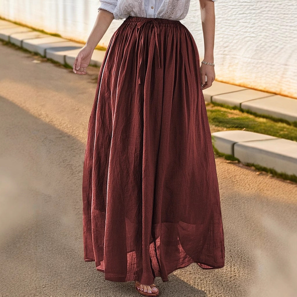 Damen Eleganter Maxirock mit fließendem Schnitt und praktischen Bindebändern Drune
