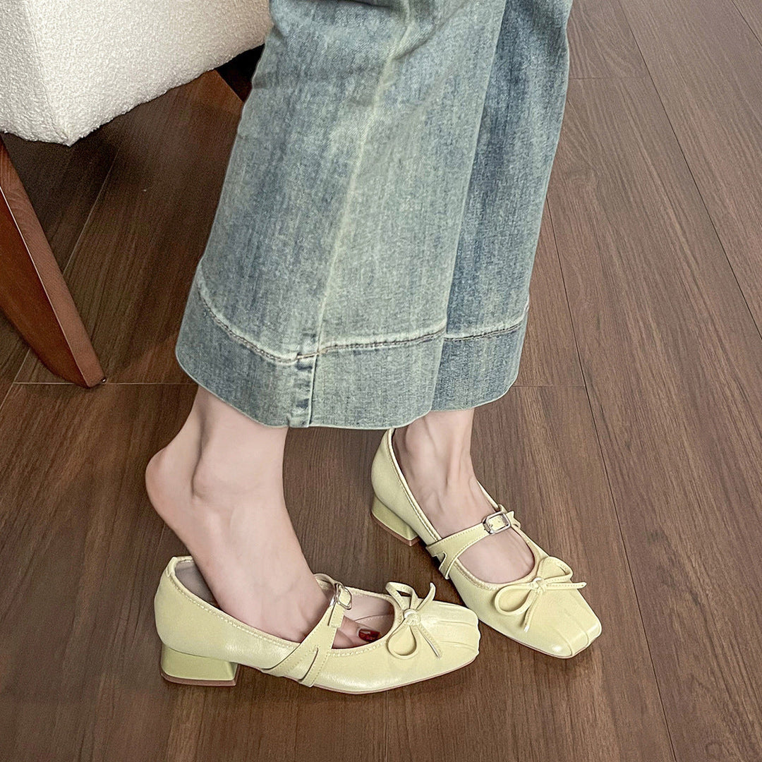 Damen Ballerinas mit dekorativem Riemchen und komfortablem Blockabsatz Drune