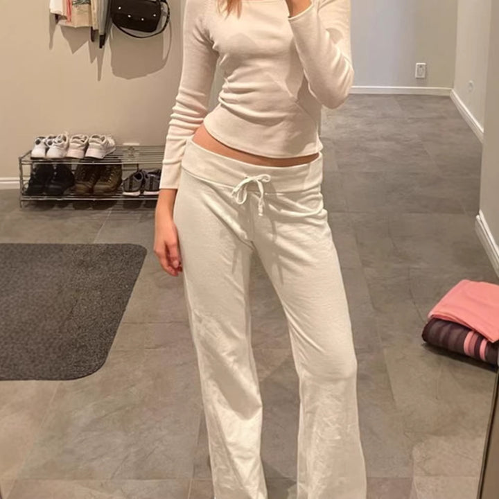 Damen weite Freizeit-Hose mit verstellbarem Bund und komfortablem Schnitt Drune