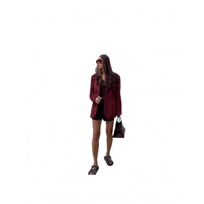 Damen modische Blazerjacke aus hochwertigem Stoff Drune