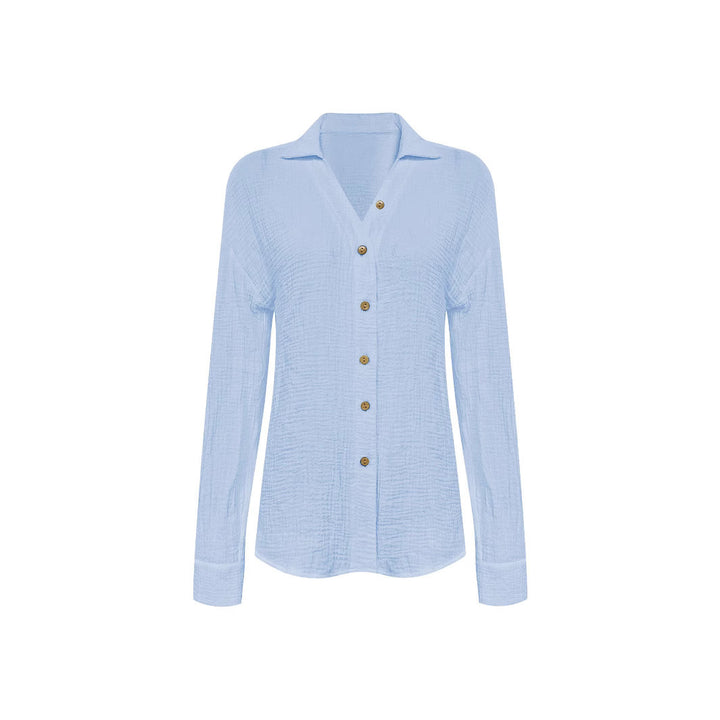 Damen lässige Bluse mit Knopfdetails und modernem V-Ausschnitt Drune