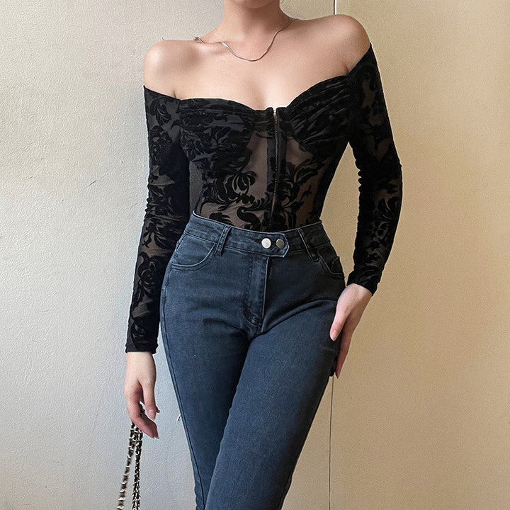 Damen Luxuriöses Spitzenbodysuit mit Off-Shoulder-Design Drune