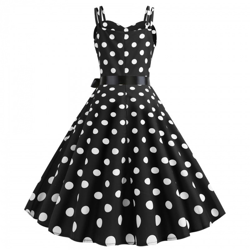 Damen Swingkleid mit klassischen Punkten und breitem Rock Drune