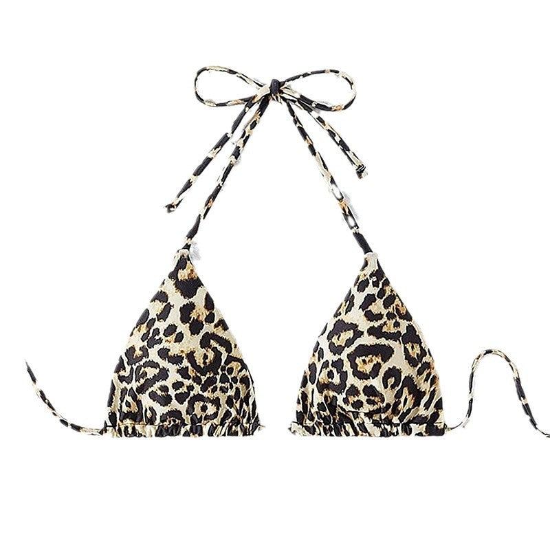 Damen Triangel-Bikini mit modischem Leopardenmuster und verstellbaren Trägern Drune