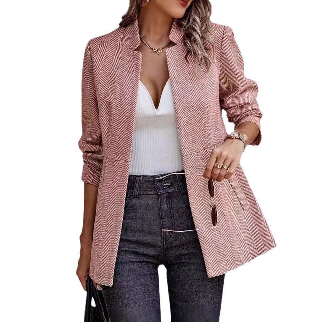Damen elegante Blazerjacke mit modernem Hahnentrittmuster Drune