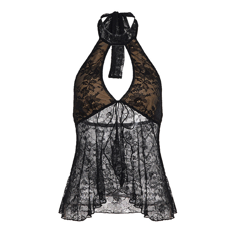 Damen Spitzen-Haltertop mit verspieltem Taillenschnitt und romantischem Design Drune