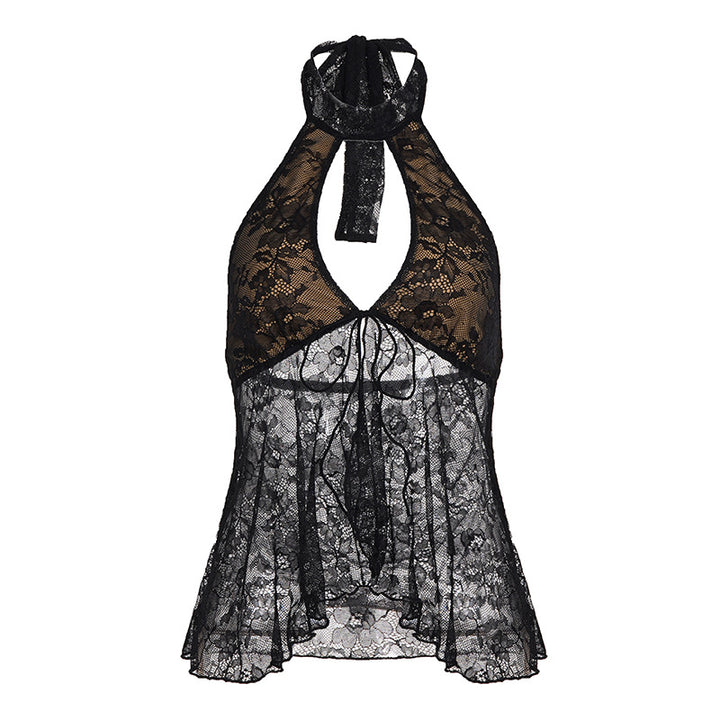 Damen Spitzen-Haltertop mit verspieltem Taillenschnitt und romantischem Design Drune
