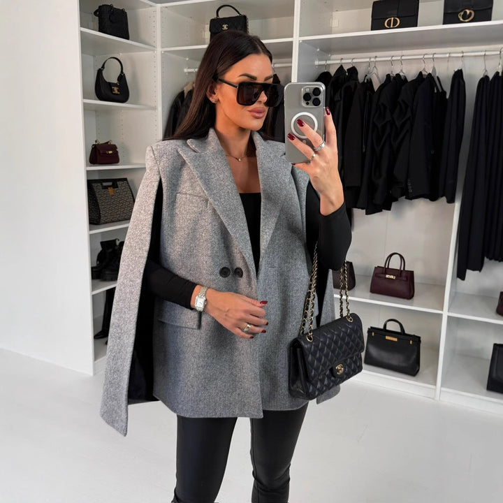 Damen Oversized Blazer mit Cape-Design und modernen Details Drune